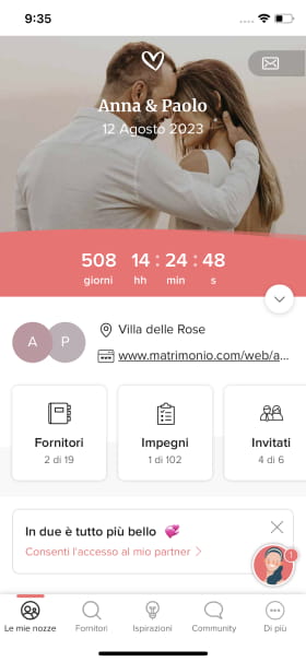 Lista impegni matrimonio 